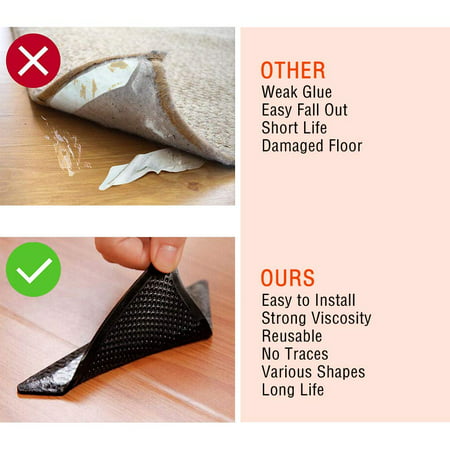 8PCS Eco-friendly and Reusable Rug Grippers,Anti Curling Non-Slip and Removable,Anti Slip Rug Grippers for Tile Floors,Carpets,Floor Mats